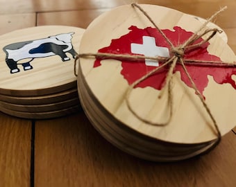 Handmade Swiss Coasters: Alpine Charm, Sustainable Materials