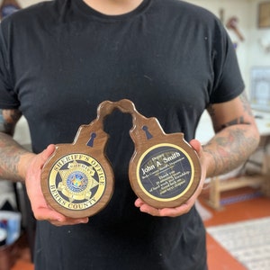 Custom Wooden Handcuffs for Police, Security Guard, Military, Retirement, Going Away, Veteran, Unique Gift for Him, Plaque