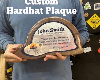 Custom Walnut Hardhat Plaque, Construction Gift