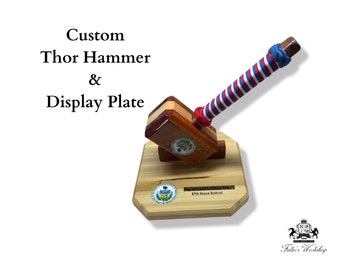 Bloodwood Thor Hammer Gavel med displayplatta - Militär pensionsgåva