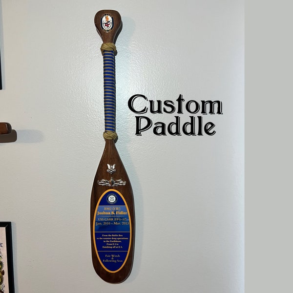 Custom Military Paddle, Oar, US Navy, Coast Guard, Marine Corps, Retirement Gift, Going Away Gift