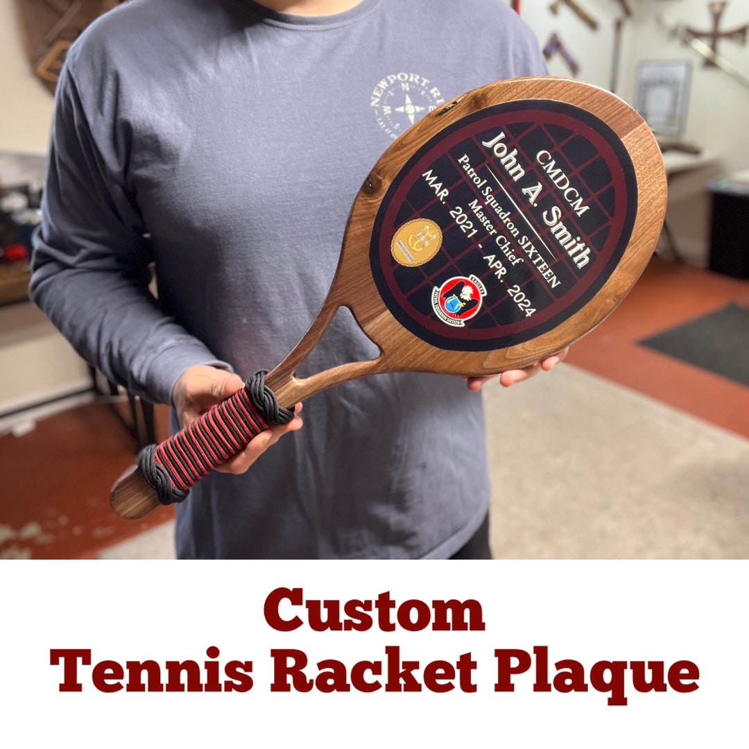 Tennis Racket Sign Custom Custom Tennis Racket Plaque, Sports Trophy, Military, Retirement Gift ...