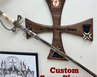 Placa de montaje de espada y cruz de los Caballeros Templarios personalizada