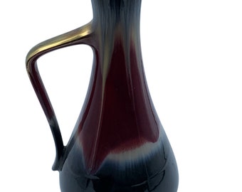 Vintage MCM Black Drip Glaze Pitcher or Vase Made in Germany
