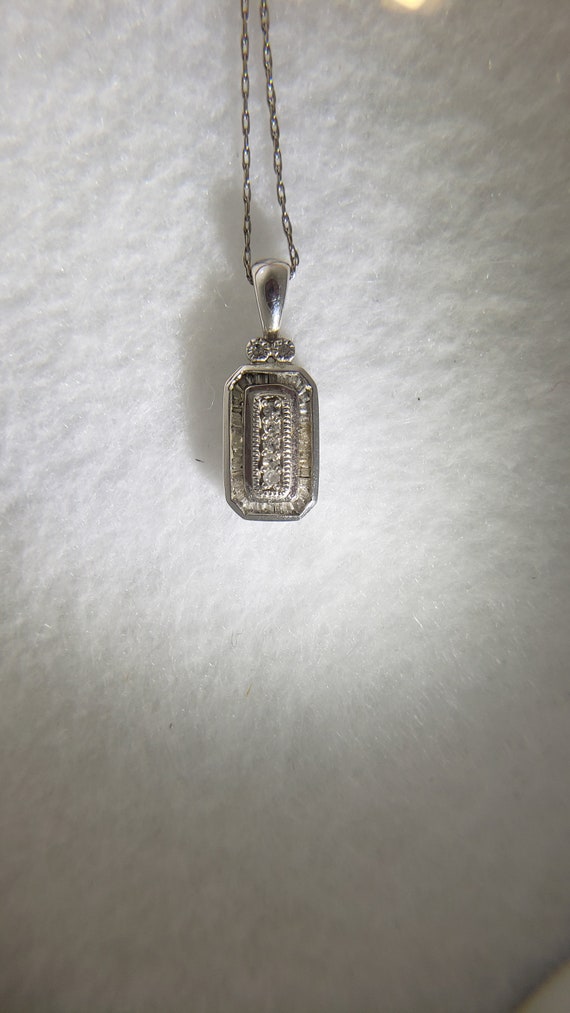 Antique 10k Silver Rectangular Necklace with 14K C