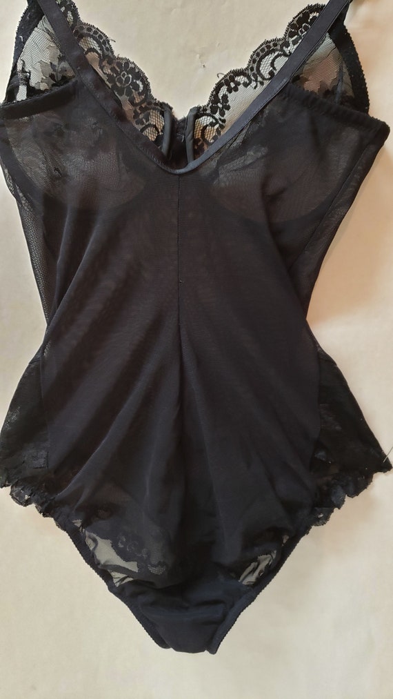Vintage Black Sheer with Lace Bodysuit