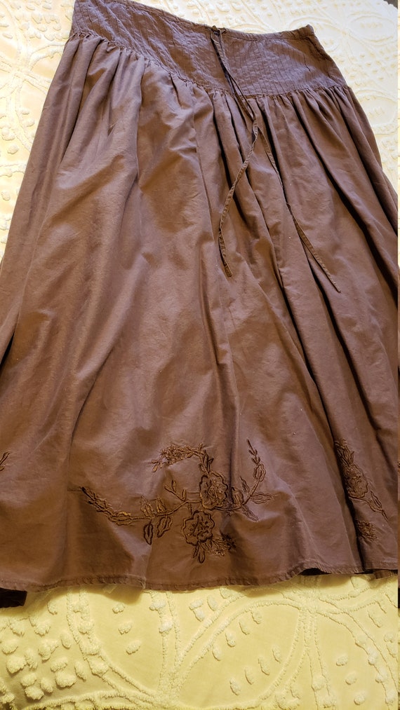 Brown Embroidered a.n.a. Bohemian Skirt