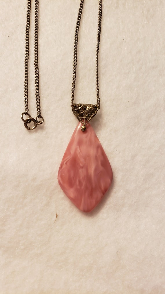 Pink Marbled Stone Necklace