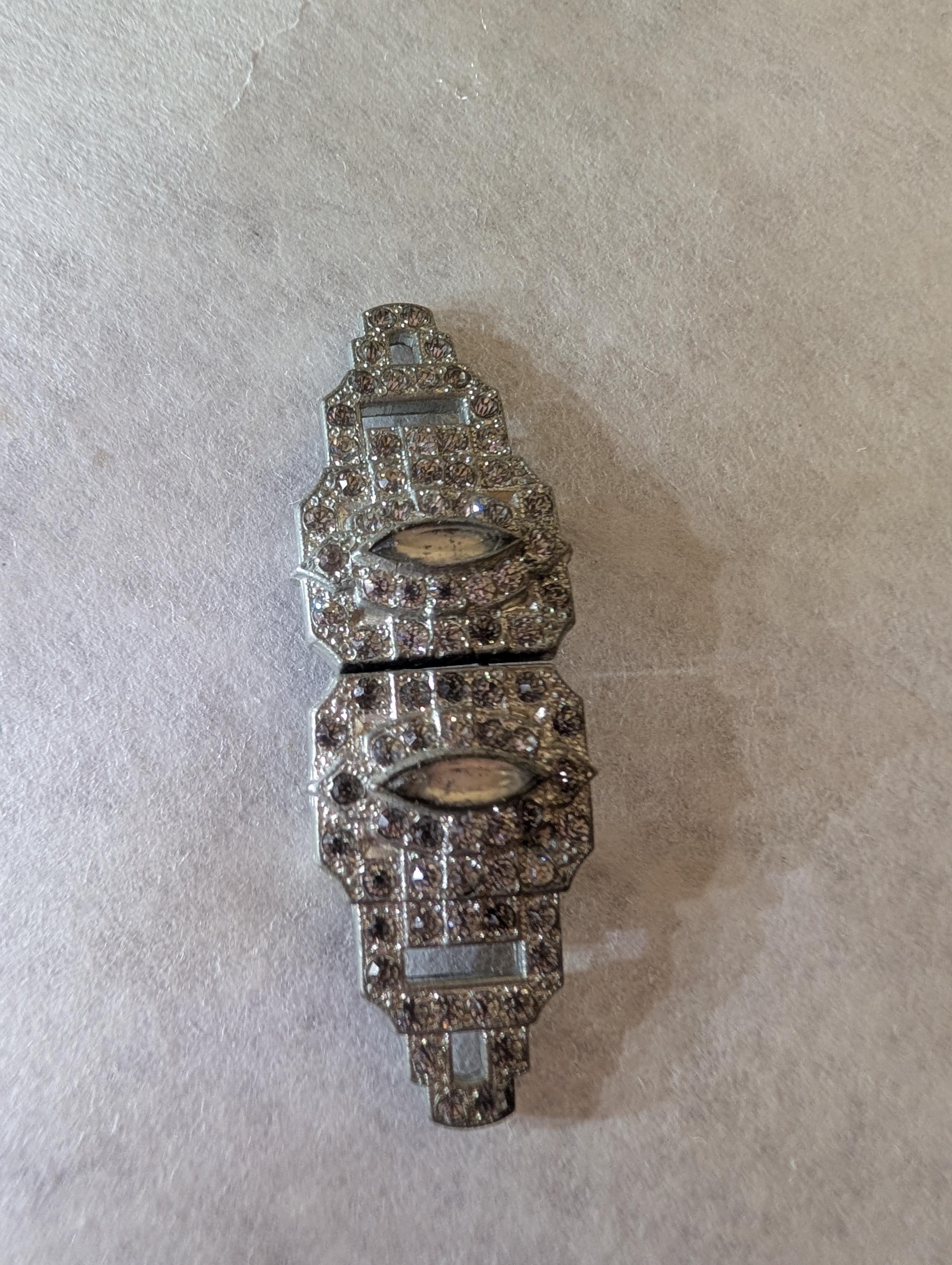 Art Deco Rhinestone Duette Clips