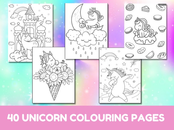 Unicorn Colouring Pages Kids Printable Coloring Pages Kid | Etsy