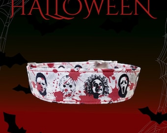 Halloween Scream, Jason, Micheal Meyers and Beetlejuice Dog Collar - Martingale or Buckle Collar