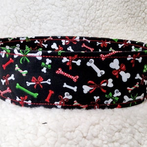Christmas Dog Bones  Dog Collar- Martingale or Clip Collar
