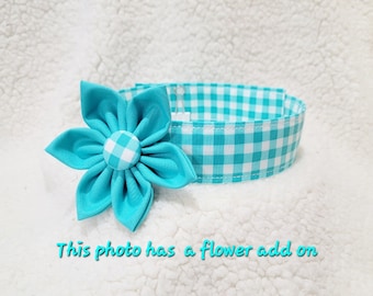 Blue Checkered Dog Collar- Martingale or Buckle Collar