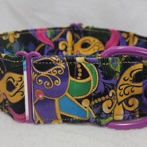Mardi Gras Mask Dog Collar- Martingale or Clip Collar