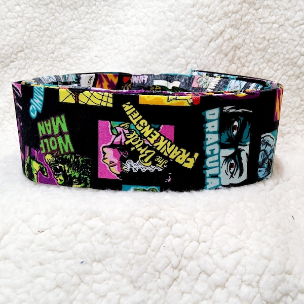 Frankenstein, Wolfman, Creature, Vampire, Mummy Dog Collar- Martingale or Clip Collar