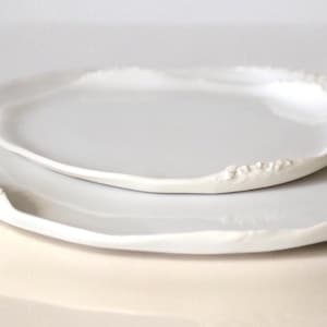 Assiette en porcelaine artisanale – Inspiration marine, corail & coquillages – Pièce unique, art de la table luxe