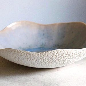 Grande assiette de présentation en porcelaine faite main – Motif corail & émail nacré – Table luxe
