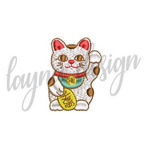 3 Sizes Lucky Cat Maneki Neko - Machine Embroidery Design File