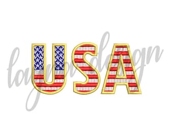 5 Sizes USA Flag Letters - Machine Embroidery Design File / Digital File