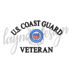 3 Sizes US Coast Guard Veteran - Machine Embroidery Design File