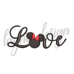 2 Sizes Love with Minnie Design - Machine Embroidery Design File