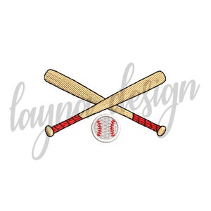 May include: Two wooden baseball bats crossed over each other with a red baseball in the center.
