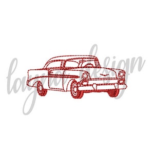 3 Sizes Classic Car Line Design - Machine Embroidery Design File