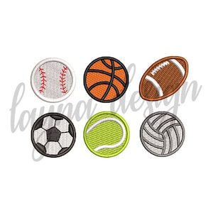 Può includere: Sei toppe ricamate con diverse palle da sport: baseball, pallacanestro, football americano, calcio, tennis e pallavolo. Le toppe sono tutte circolari e hanno un contorno bianco.