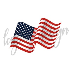 USA American Wavy Flag - Digital Clipart Vector Graphic Design File - svg ai eps png