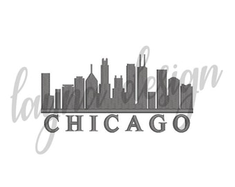 4 Sizes Chicago Sky Line - Machine Embroidery Design File