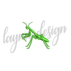 May include: Green praying mantis embroidery design. This design is perfect for adding a touch of nature to your projects.