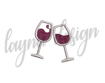 4 Sizes Red Wine Toast - Machine Embroidery Design File / Digital File