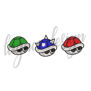 3 Sets von 2 Größen Rot/Grün/Blau Schildkrötenpanzer Design - Stickdatei