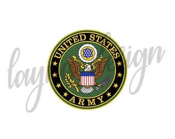 May include: A green, gold, and black seal with a bald eagle and the words "United States Army".