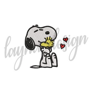 6 Sizes Snoopy with Woodstock - Machine Embroidery Design File