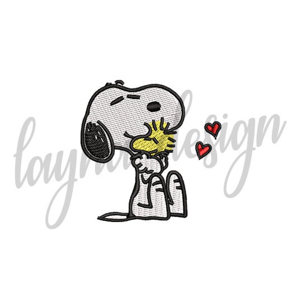 6 Sizes Snoopy with Woodstock - Machine Embroidery Design File