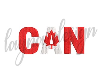 4 Sizes CAN Canada Flag - Machine Embroidery Design File / Digital File