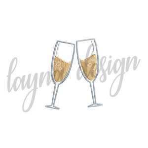 3 Sizes Champagne Toast - Machine Embroidery Design File