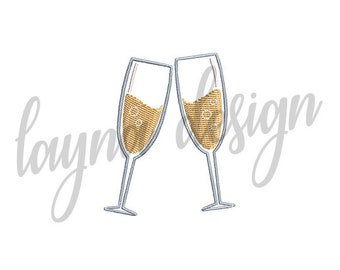 3 Sizes Champagne Toast - Machine Embroidery Design File