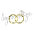4 Sizes Wedding Rings - Machine Embroidery Design File / Digital File