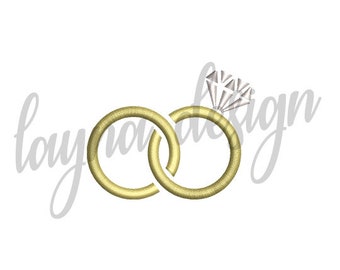 4 Sizes Wedding Rings - Machine Embroidery Design File