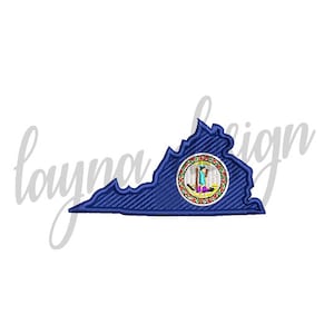 3 Sizes Virginia Flag Map - Machine Embroidery Design File