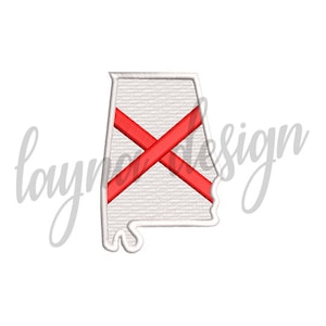 4 maten Alabama State Flag Map - Machine Borduurwerk Design File