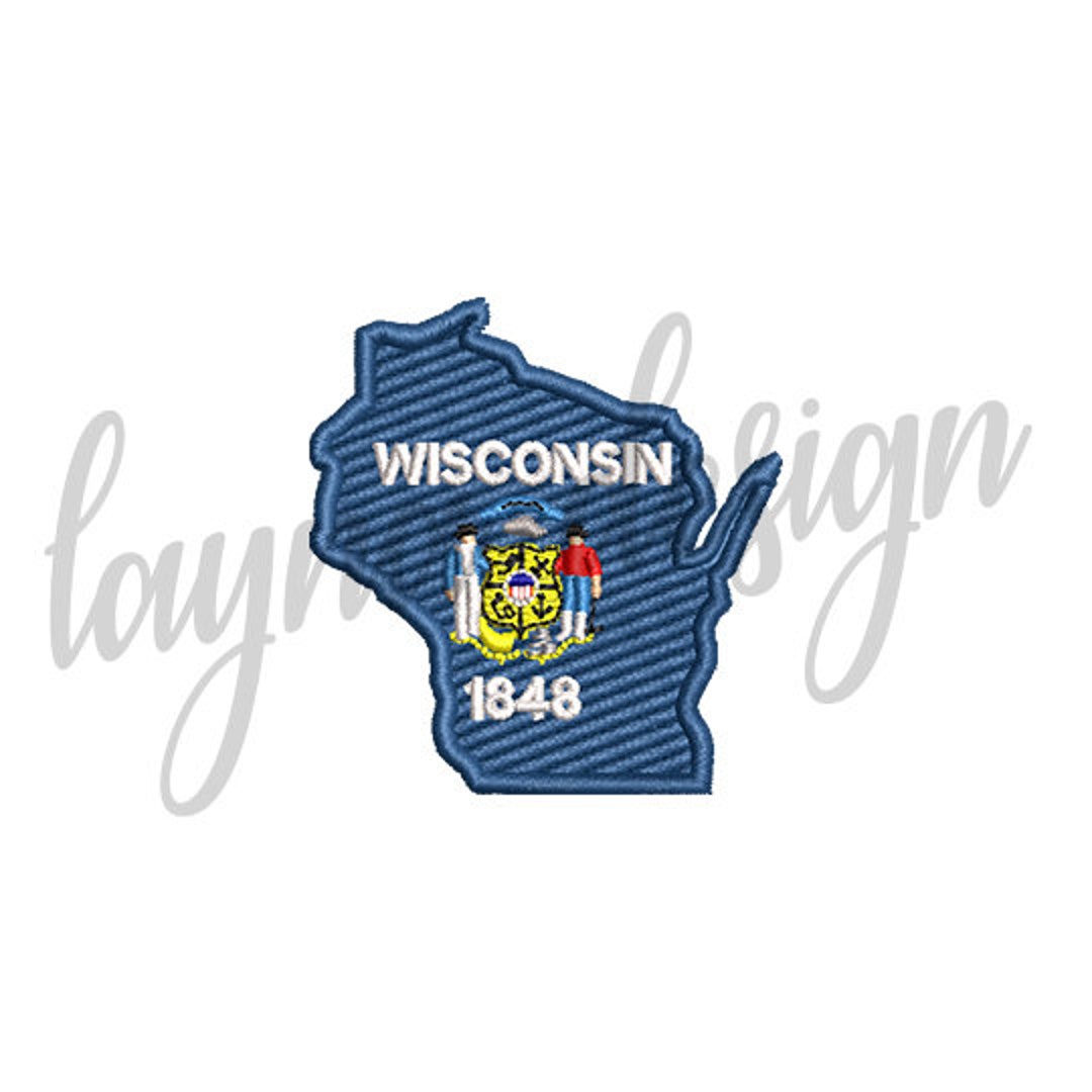3 Sizes Wisconsin Flag Map - Machine Embroidery Design File / Digital ...