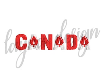 5 Sizes CANADA Flag Letters - Machine Embroidery Design File / Digital File