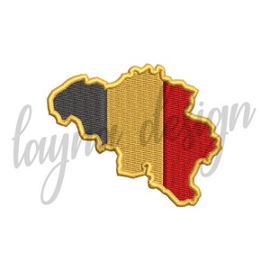 2 Sizes Belgium Flag Map - Machine Embroidery Design File
