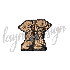4 Sizes Military Boots Embroidery Design with Dog Tags (Digital Download)