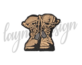 Borduurontwerp militaire laarzen in 4 maten met dogtags (digitale download)