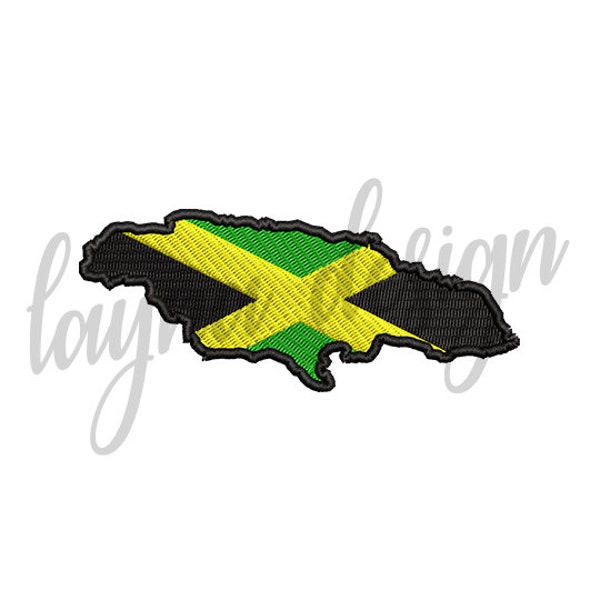 Carte du drapeau de la Jamaïque de 4 tailles - Fichier de conception de broderie à la machine
