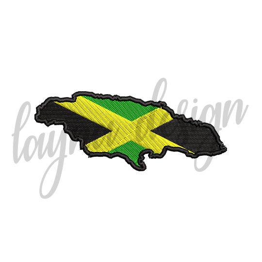 4 Sizes Jamaica Flag Map - Machine Embroidery Design File